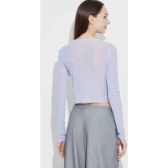 Wild Fable Light Aqua Blue Sheer Cropped Button Cardigan Top...xsmall - Picture 4 of 6